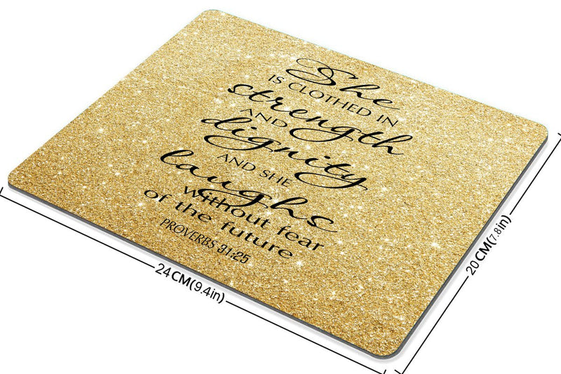 Smooffly Proverbs 31:25 Mouse Pad,Bible Verse Gold Sparkles Glitter Pattern Mouse Pad SF-0017 - LeoForward Australia