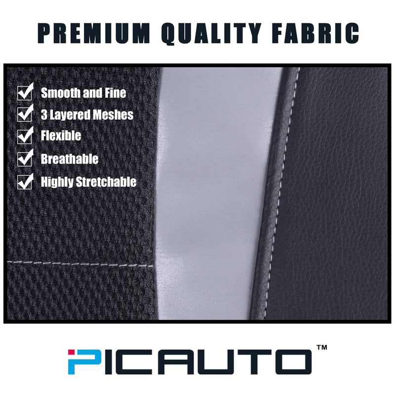  [AUSTRALIA] - PIC AUTO Car Seat Covers, Front Seat Only, 3 Layered Mesh with PU Leather, Airbag Compatible, Fit Most Cars, SUVs, Trucks and Vans,Low Back,Black/Gray(4PCS) Grey12 Front Front Seats