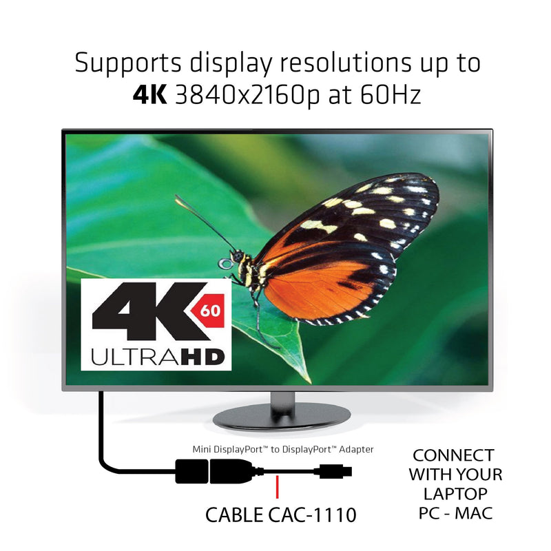 Club3D UltraAV Mini DisplayPort to DisplayPort Adapter Cable (CAC-1110), Black - LeoForward Australia