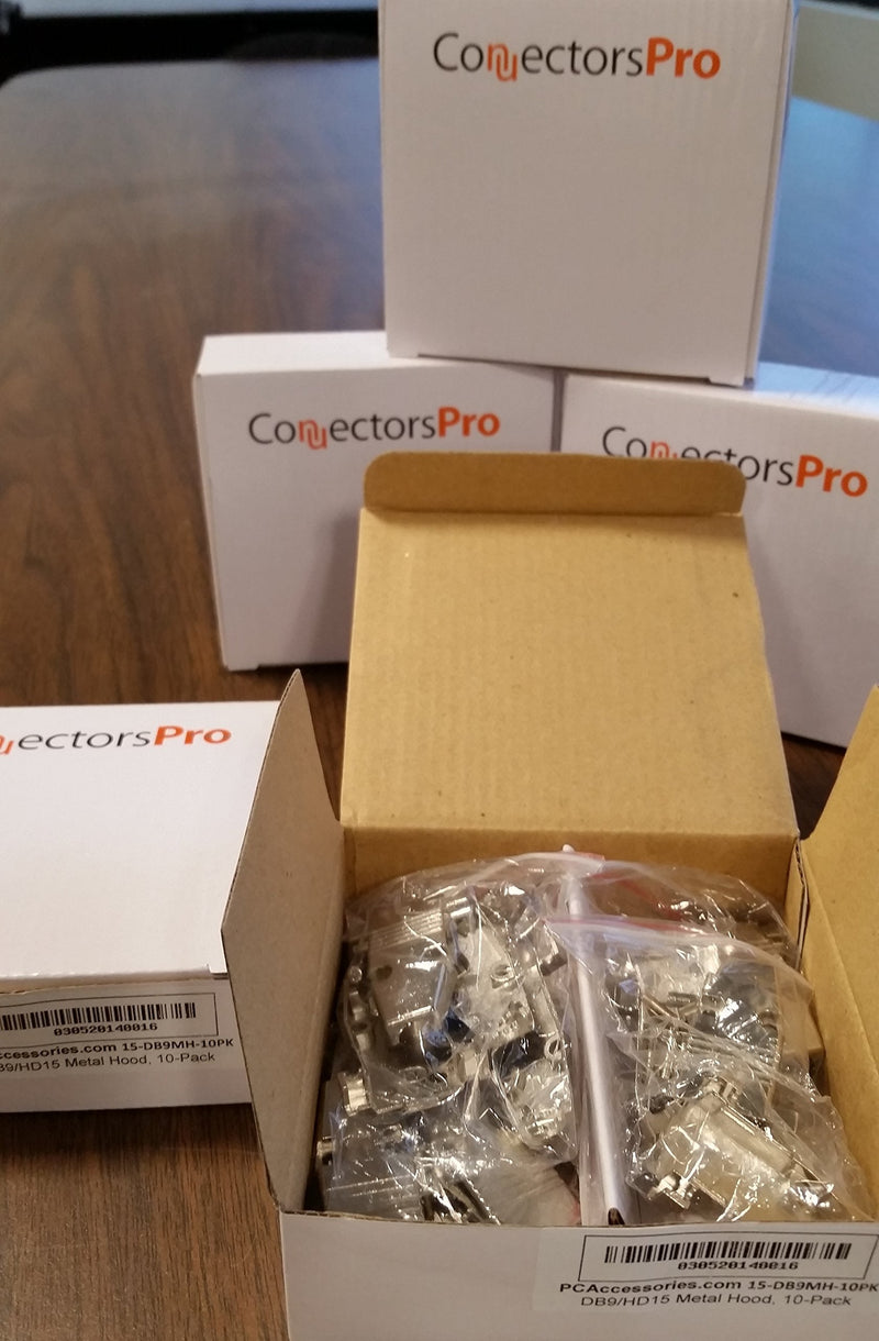  [AUSTRALIA] - PC Accessories - Connectors Pro DB9 Metal Hood Back Shell DB-9 with Short Screws, 10-Pack for DB9 Male Female Connectors