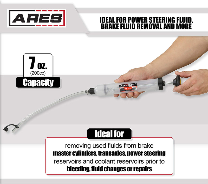 [AUSTRALIA] - ARES 70920 - Fluid Change Syringe - Smooth Suction Action for Easy Fluid Change - Ideal for Power Steering Fluid, Brake Fluid Removal and More - 200cc Max Capacity