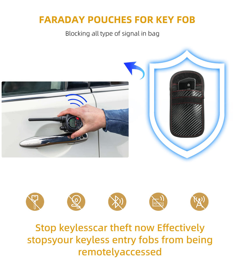  [AUSTRALIA] - AOCISKA 2PCS Faraday Key Fob Protector,Premium Faraday Bags Car RFID Signal Blocking Key Fob Protector,Anti-Hacking RFID Key Faraday Cage,Carbon Fiber Material Anti-Theft Faraday Pouch