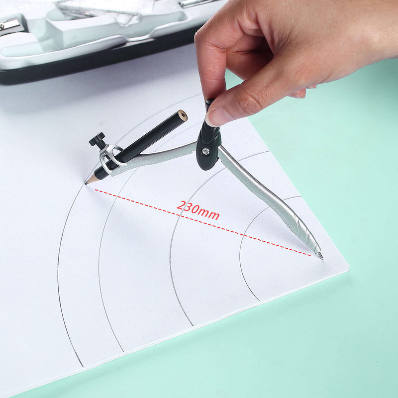  [AUSTRALIA] - Geometry Set,Lifreer Compass for Geometry Kit Includes Compass, Protractor, Rulers, Eraser, Sharpener, Lead Refills, Pencil, Storage Box for Drawing and Measurement(Black) Black