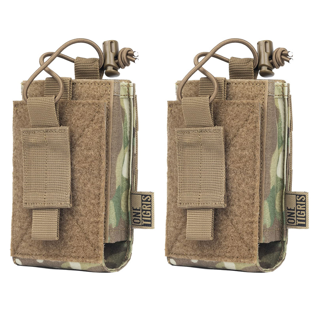  [AUSTRALIA] - OneTigris MOLLE Radio Pouch, Open Top Adjustable Two Way Radio Holder for BaoFeng UV-5R BF-F8HP Walkie Talkie, Rifle AR Mags Multicam
