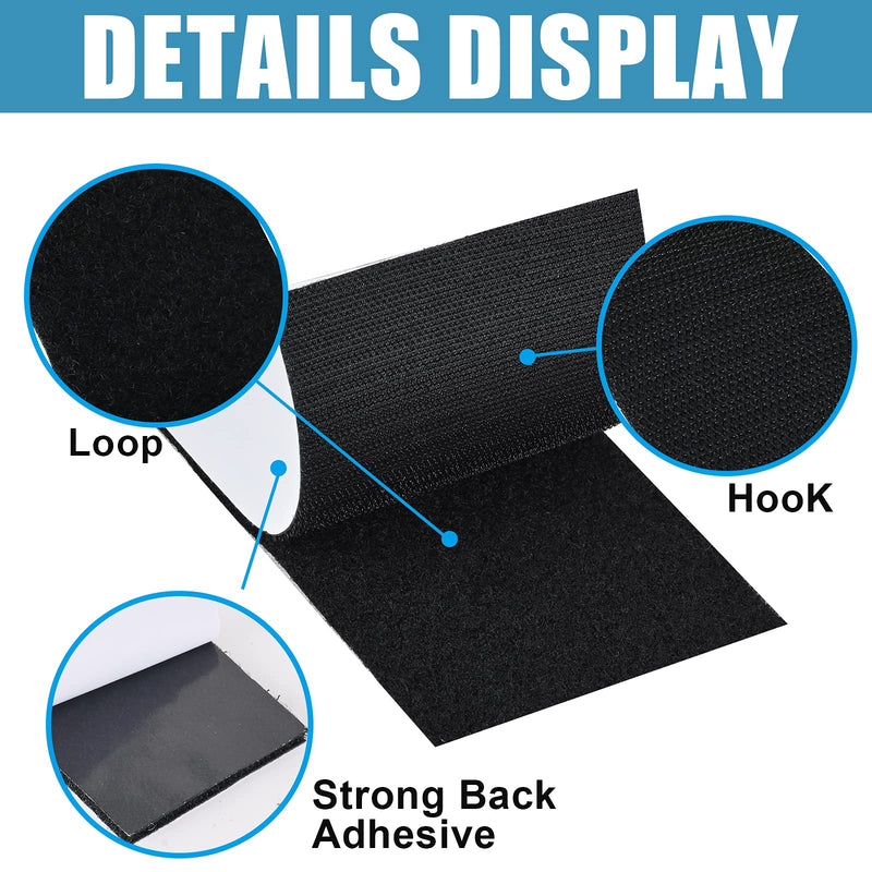  [AUSTRALIA] - 5 Sets Hook Loop Strips with Adhesive Square Hook and Loop Tape Heavy Duty Strips Sticky Back Fastener (Black, 4x6 Inch) Black