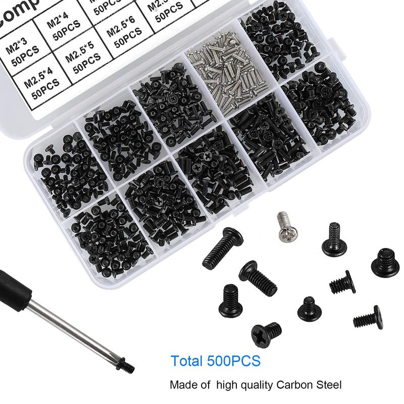  [AUSTRALIA] - HanTof 500pcs M2 M2.5 M3 Laptop Notebook Computer Screw Kit Set with Screwdriver for IBM HP Dell Lenovo Samsung Sony Toshiba Gateway Acer