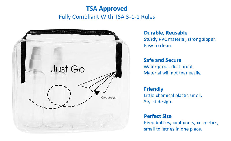 CloudnSun TSA Approved PVC Travel Toiletry Bag - LeoForward Australia