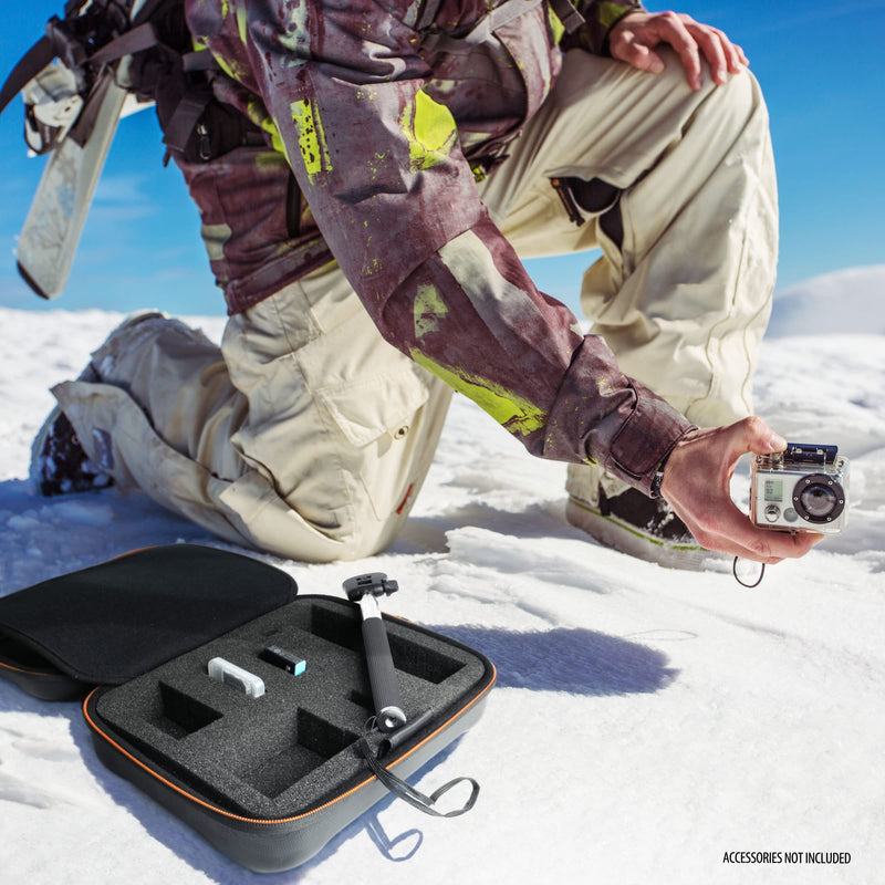  [AUSTRALIA] - USA Gear GoPro Hero Water Resistant EVA Foam Case - Lightweight, Customizable Foam Interior, Mesh Pocket - Compatible with Go Pro Hero 10, 9, 8, 7, 5, 3, Charger, Remote, & Accessories - Case Only