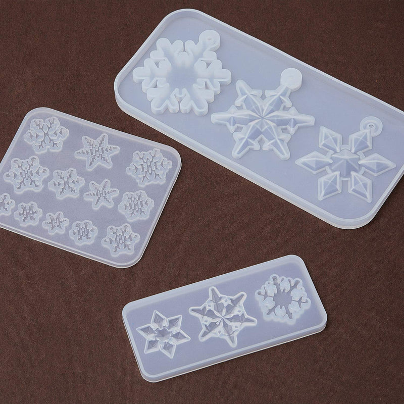 3 Pieces Snowflake Silicone Moulds, DIY Silicone Pendant Mold Making Resin Casting Mold for Holiday Craft Supplies - LeoForward Australia