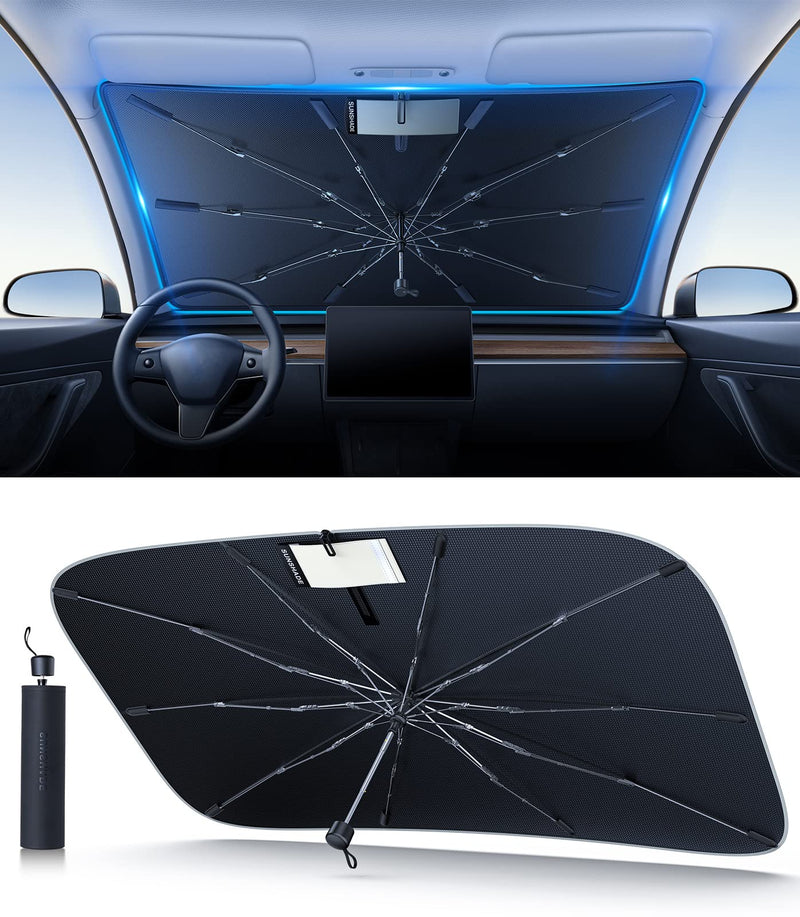  [AUSTRALIA] - (2023 Upgraded) andobil Car Windshield Sun Shade Umbrella -Super Heat Insulation Protection- Foldable Sunshade for Car Windshield -Car Accessories Interior -Easy to Use-Out Keeps Car Cool -Medium Medium (56*33inch)