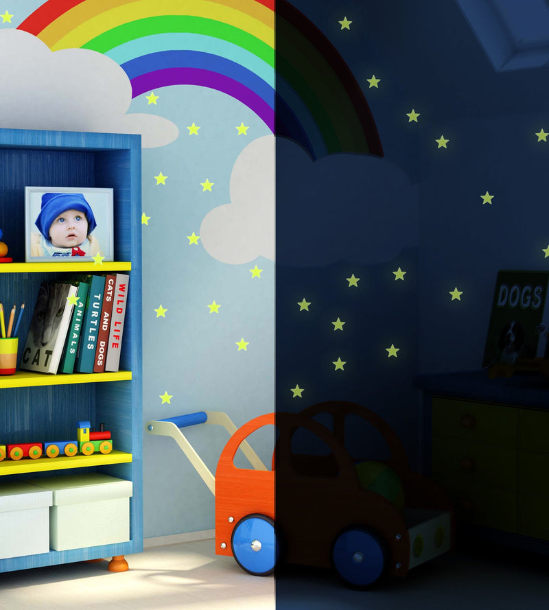  [AUSTRALIA] - Glow in The Dark Stars & Moon Pack of 300 | Fluorescent Ceiling Stars for Kids | Estrellas Fluorescentes para Niños | Glow Moon and Stars Set for Bedrooms and Nurseries