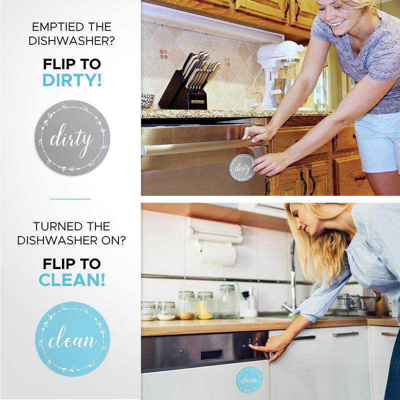  [AUSTRALIA] - Dishwasher Magnet Clean Dirty Sign: Works on Stainless Steel Non Magnetic Dish Washers - 3.15" - Includes Magnetic Piece with Adhesive - Farmhouse Kitchen Accessories Decor, Apartment Necessities Blue