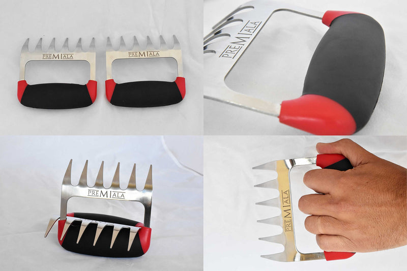 [AUSTRALIA] - Incredible 3-in-1 Meat Shredder Claws for Pulled Pork Shredding, Handling and Carving. Best for Chicken, Beef, Cold Turkey, Red Meat. Premium Bear Claw Large Steel Handler Forks. Set of 2