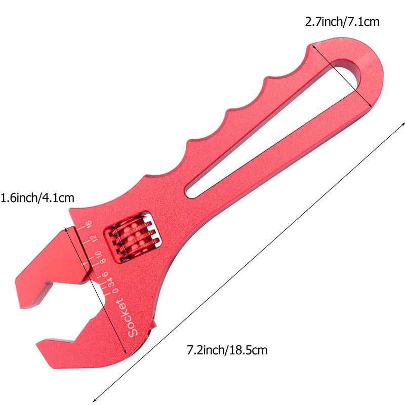 SYKRSS Adjustable AN3-16 Fitting Wrench Aluminun Lightweight Spanner for An Hose Fitting Adapters End Red - LeoForward Australia