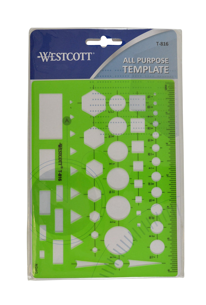 Westcott Technical All Purpose Drawing Template (T-816) , Green , 4 1/2 x 6 in - LeoForward Australia