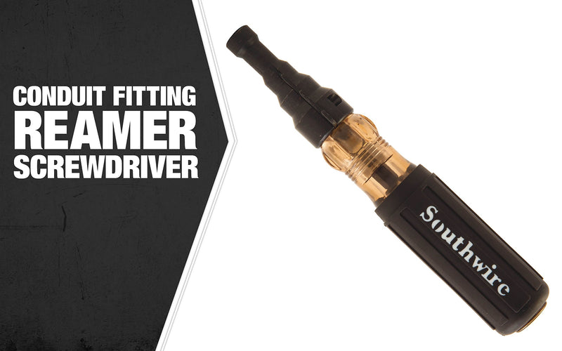 [AUSTRALIA] - Southwire Tools & Equipment SDCFR Conduit Fitting Reaming Screwdriver, Heavy Duty, Dual Function, Multi Use Detachable Head, Compatible with Drill, Cushion Grip Handles for Comfort