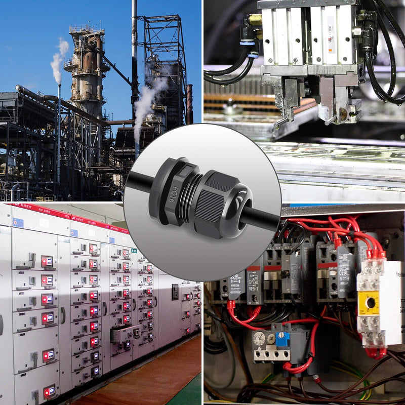  [AUSTRALIA] - NineLeaf 5 Different Sizes Cable Gland, 4 Connectors of Each Size IP68 Waterproof Adjustable Cable Connectors Adjustable 3-13mm Cable Glands Joints with Gaskets -PG7, PG9, PG11, PG13.5, PG16