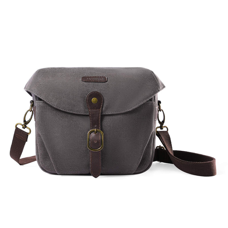  [AUSTRALIA] - Camera Bag, BAGSMART SLR DSLR Canvas Camera Case, Vintage Padded Camera Shoulder Bag with Rain Cover for Women and Men, gray 05-Gray