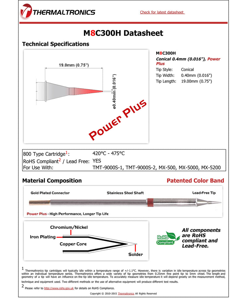  [AUSTRALIA] - Thermaltronics M8C300H Conical 0.4mm (0.016in), Power Plus