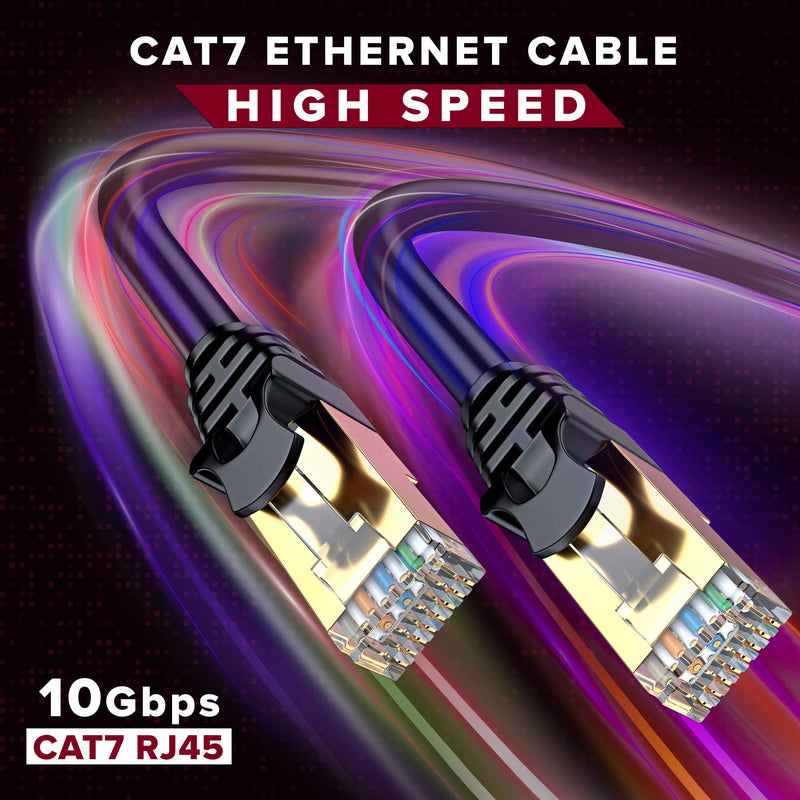  [AUSTRALIA] - Black Ethernet Cable Cat 7 Ethernet Cable 10ft, Short Ethernet Cable High Speed, Cat7 Ethernet Cable High Speed Gaming, 10 ft Ethernet Cable Cat 7,Fast Ethernet Cable 10 ft ethernet Cable Black