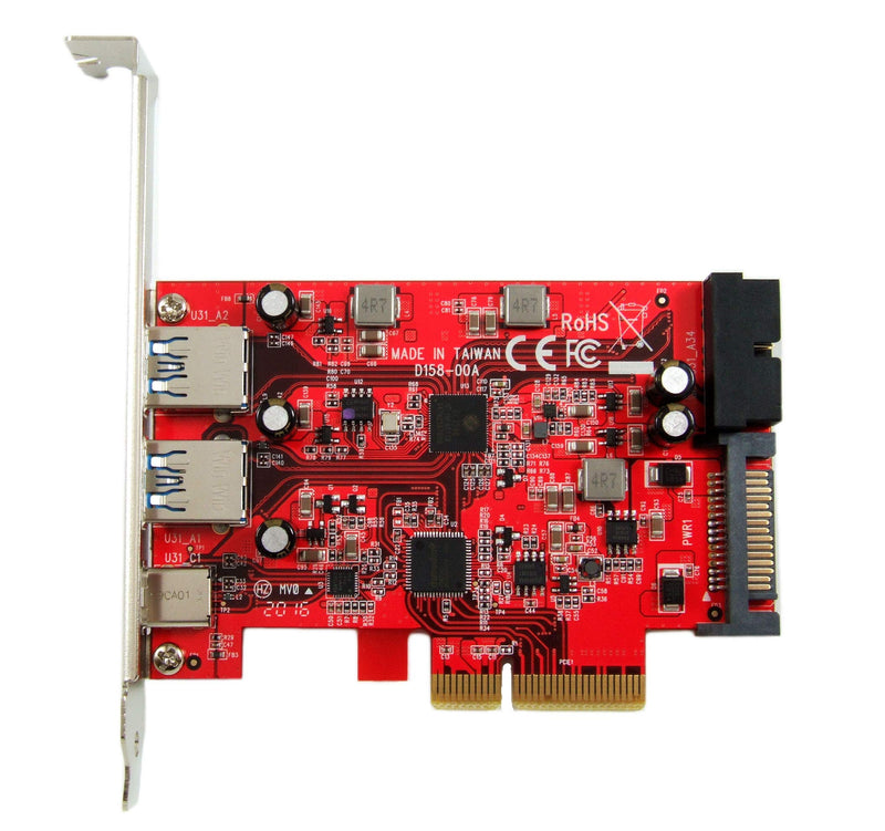  [AUSTRALIA] - Ableconn PEX-UB158 USB 3.1 5-Port PCIe 3.0 Card (1x USB-C & 2X USB-A & 1x 2-Port Internal USB Header) - USB 3.1 PCIe Gen3 x4 Lane Host Adapter Card (ASMedia ASM3142 Controller)