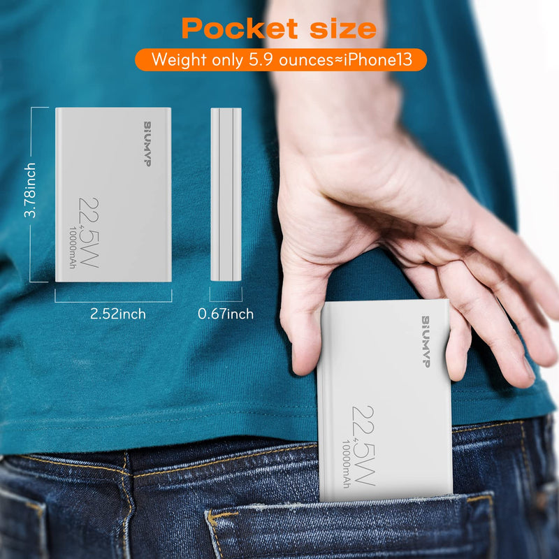  [AUSTRALIA] - LCD Dispaly 10000mAh Portable Charger,5V 2A Heated Vest Battery Pack,PD 22.5W Fast Charging Power Bank,USB-C Fast Charger Cord for Free,Phone Charger for iPhone,Android,Heated Jacket ect. White