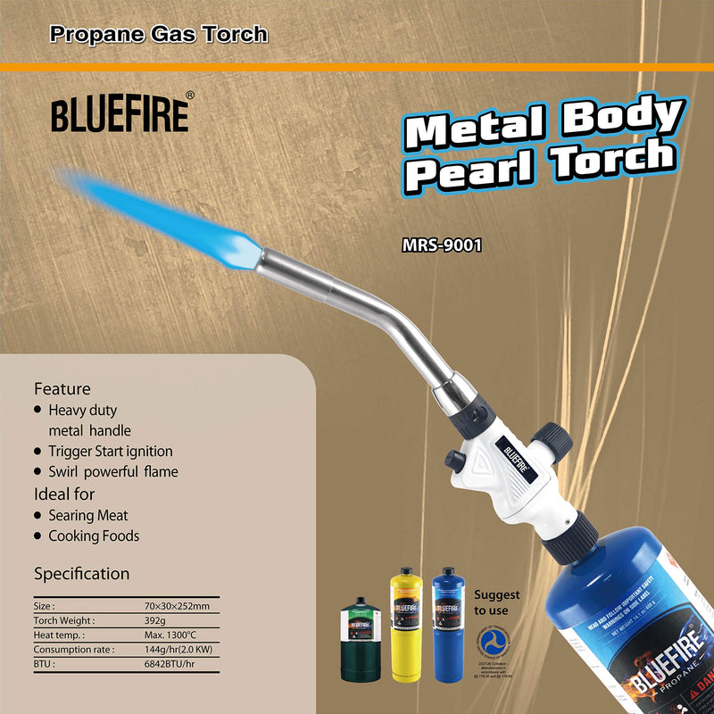  [AUSTRALIA] - BLUEFIRE Pearl Metal Handle Turbo Torch Head, Multi-Purpose Auto Blowtorch fuel by Propane MAPP MAP PRO, Great Cooking Gadget for Chef,Welding Brazing Nozzle for Professional Torch Only