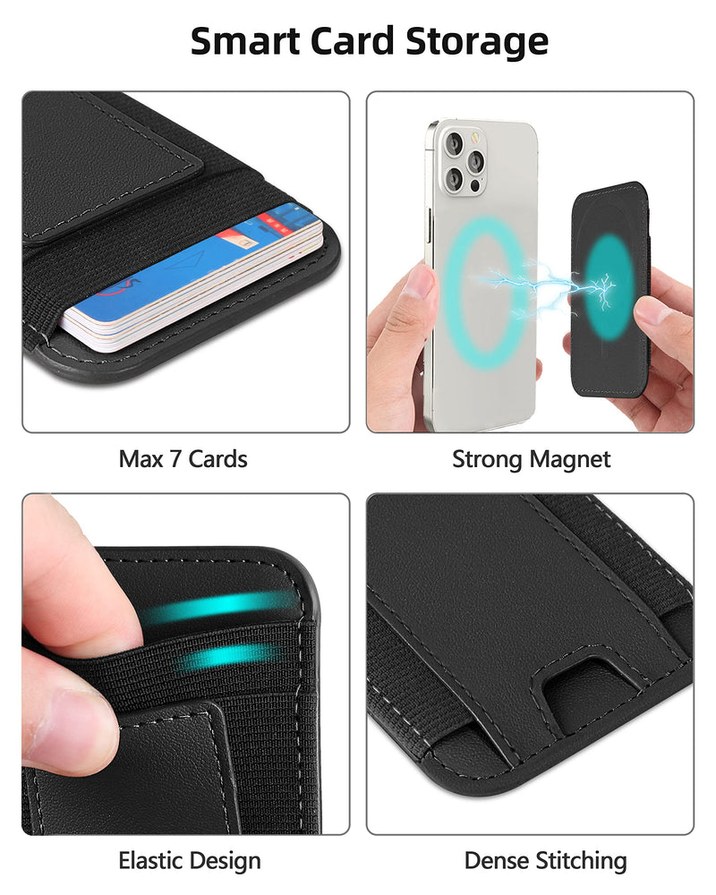  [AUSTRALIA] - Upgraded Magnetic Wallet, Magsafe Wallet for Apple iPhone 14/13/12 Series, Leather Wallet for Magsafe, Magnetic Phone Wallet for iPhone 14 Pro Max/14 Pro/14/14 Plus/13/12 Series, Hold 7 Cards, Black