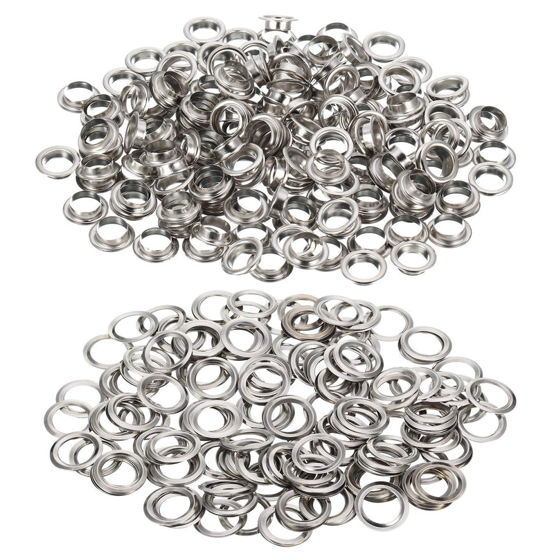  [AUSTRALIA] - 500 Pieces Grommet and 500 Pieces Washer Grommet Kit Finish Grommet Eyelet for Clothes Fabric Leather Tag Bag (Silver, 1/4 Inch) Silver