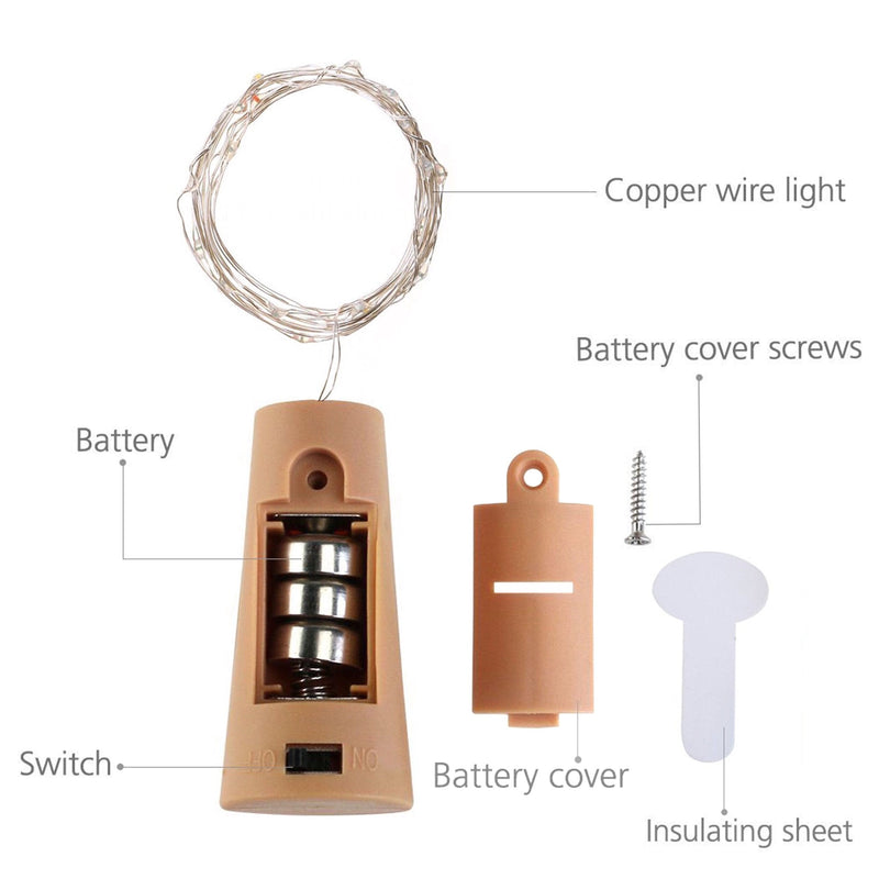  [AUSTRALIA] - LoveNite Wine Bottle Lights with Cork, 10 Pack Battery Operated LED Cork Shape Silver Wire Colorful Fairy Mini String Lights for DIY, Party, Decor, Wedding(4 Colors) 4 Colors