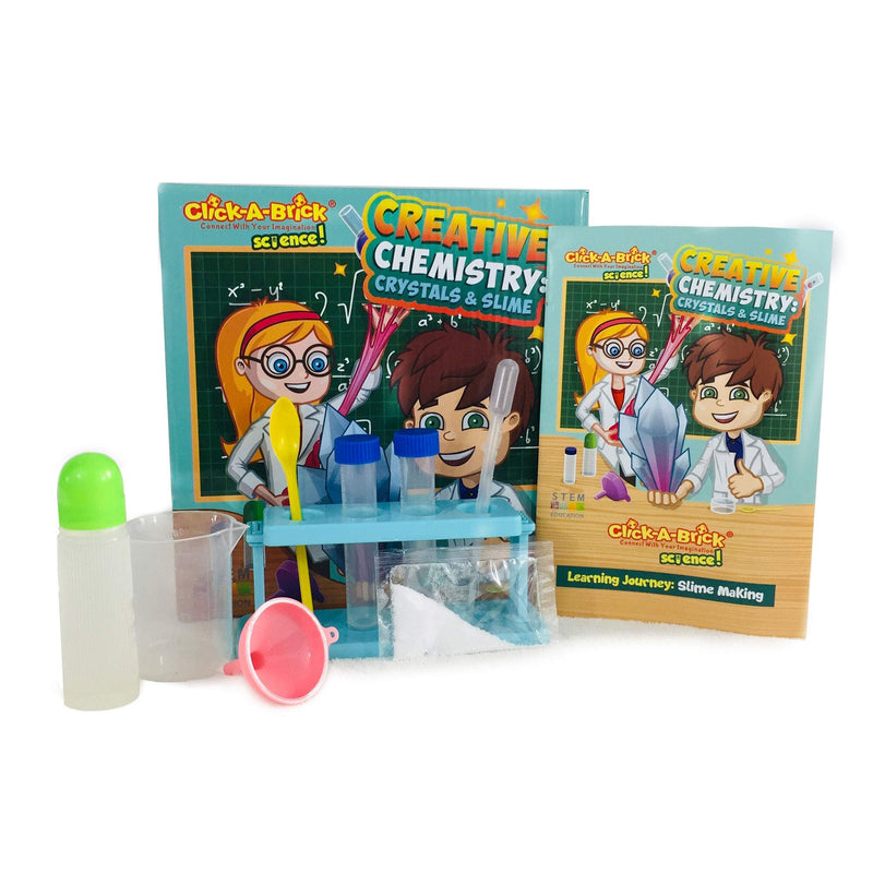 Click-A-Brick Creative Chemistry Crystals & Slime Science Kit for Kids Toys | 30 Pages of Learning w/ 11 Fun Educational STEM Experiments | Best Kids Chemistry Set For Boys & Girls Age 6 7 8+ Year Old - LeoForward Australia