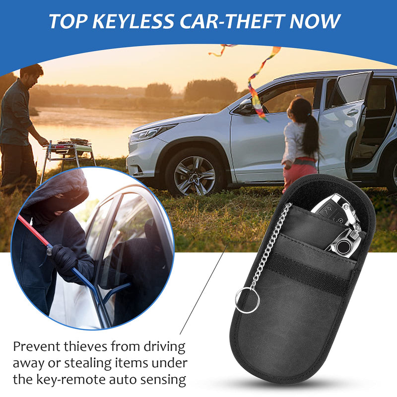  [AUSTRALIA] - KENARK KK5-BK Faraday Key Fob Protector Bag, Signal Shielding Bag, Anti-Theft Car Key Bag, RFID Blocking Bag (Black) Black