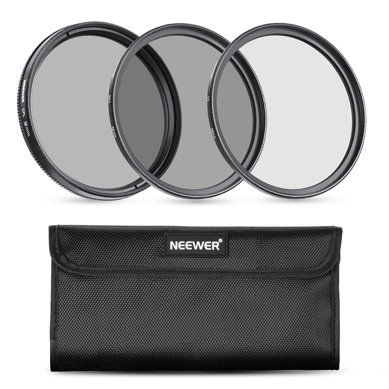  [AUSTRALIA] - NEEWER 58mm Filter Kit, UV + CPL + ND4 Filters with Storage Bag & Cleaning Cloth, Optical Glass and Aluminum Alloy Slim Frame, Compatible with Canon Sony Nikon Fujifilm ø58mm Camera Lenses