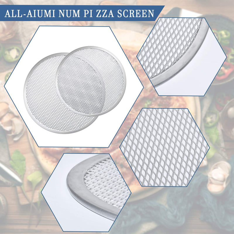  [AUSTRALIA] - Milkary 4 Pieces Seamless Round Pizza Screen, 2 Pieces 12 inch Aluminum Mesh Pizza Screen and 2 Pieces 10 inch Pizza Mesh Baking Tray for Home Kitchen Restaurant Supplies