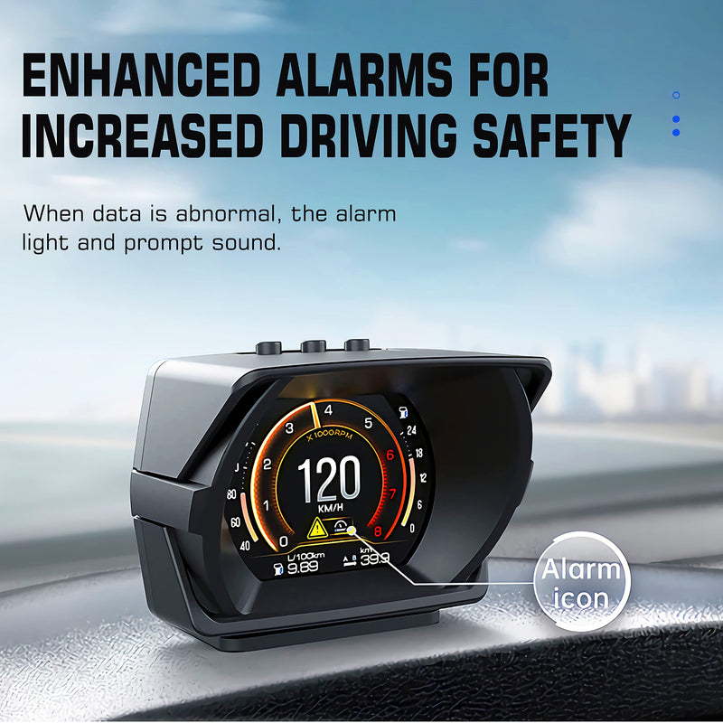  [AUSTRALIA] - AkaBane OBD2 Gauge Display, Car HUD Heads up Display, MPH Digital Speedometer, Tachometer, Water Temperature Gauge, Fatigue Driving/Speeding Alarm, All in one Smart Gauge