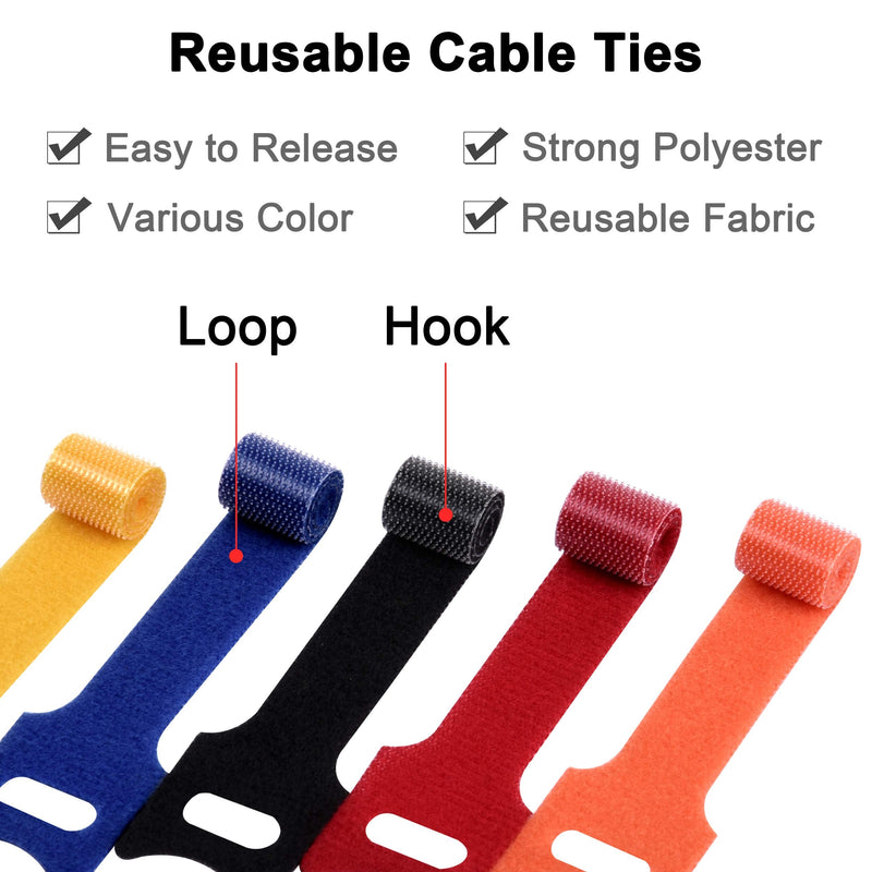  [AUSTRALIA] - 50 Pack 8 Inches Hook and Loop Strap, Self-gripping Fastening Cord Cable Ties, by Wisdompro - Reusable, Durable Functional Ties to Keep Your Home, Office, Workspace from Tangled Messes of Cords 50 Pack, 8 Inch