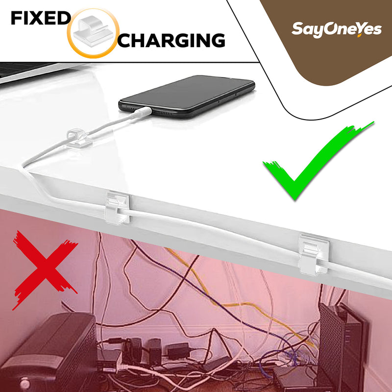  [AUSTRALIA] - 50pcs Self Adhesive Cable Clips - Desk Cable Management Clips with Strong Adhesive Tapes – Wire Clips Cord Organizer for Home, Office and Car (White - 50 Pack) White