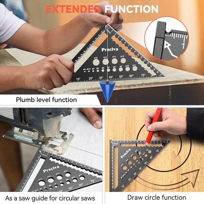  [AUSTRALIA] - Carpenter's square, multifunctional stop square, metal, aluminum ruler, angle guide, 18 cm, carpenter's square, carpenter's square, protractor, stop square, 45 and 90 degree angle, marking ruler