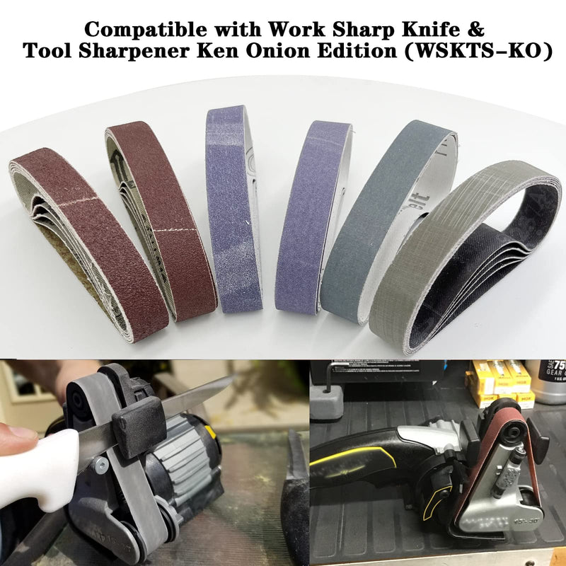  [AUSTRALIA] - 30 Pcs 3/4" x 12" Replacement Knife Sharpener Sanding Belt Kit for Work Sharp Knife & Tool Sharpener Ken Onion Edition (WSKTS-KO), 80/120/240/400/1000/2500 Grits