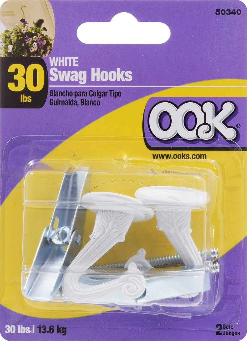 OOK 534516 50340 Swag Hooks, White 2-Pack - LeoForward Australia