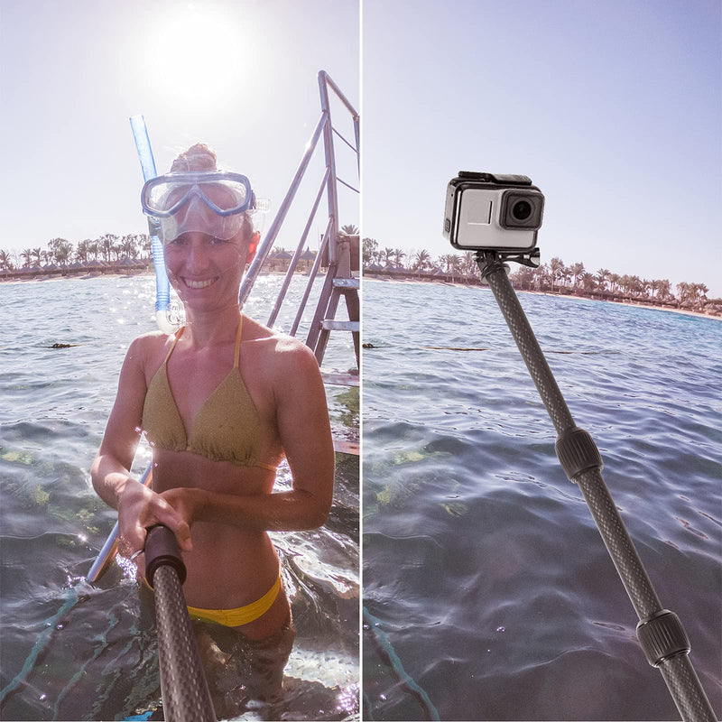  [AUSTRALIA] - Smatree Carbon Fiber Detachable Extendable Floating Pole, Waterproof GoPro Selfie Stick Compatible with GoPro 9/8/7/6/5/4/3 Plus/3/Hero 2018/MAX/Hero Fusion/DJI OSMO Action Camera(Updated Version)