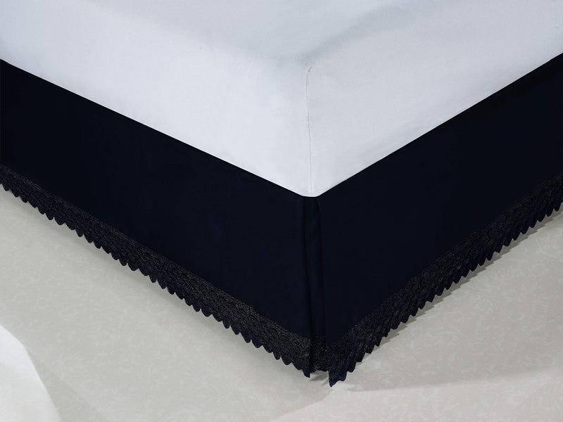  [AUSTRALIA] - Elegant Comfort Silky-Soft Luxury Lace Fringe Dust Ruffle/Bed Skirt Microfiber Platform Wrinkle and Fade Resistant with 15inch Drop California King Black