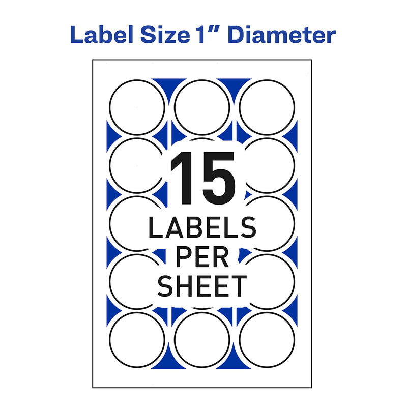 Avery 1" Round Stickers for Laser and Inkjet Printers, White, Non-Perforated, 600 Stickers (5247) Each - LeoForward Australia