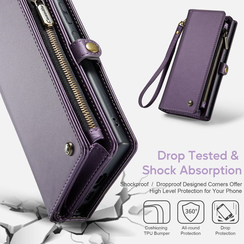  [AUSTRALIA] - ASAPDOS Samsung Galaxy A14 5G Case Wallet 2023,Retro PU Leather Strap Wristlet Flip Case with Magnetic Closure,[RFID Blocking] Card Holder and Kickstand for Men Women Purple