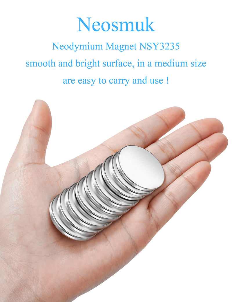 Neosmuk NSY3235 Magnets, 32mm in Diameter Strong Rare Earth Adhesive Neodymium Disc-Shaped Magnet with Round Thin Backing Tape Ideal for Door,Crafts,Fridge,White Board,Home,Kitchen,Office Pack of 10 - LeoForward Australia