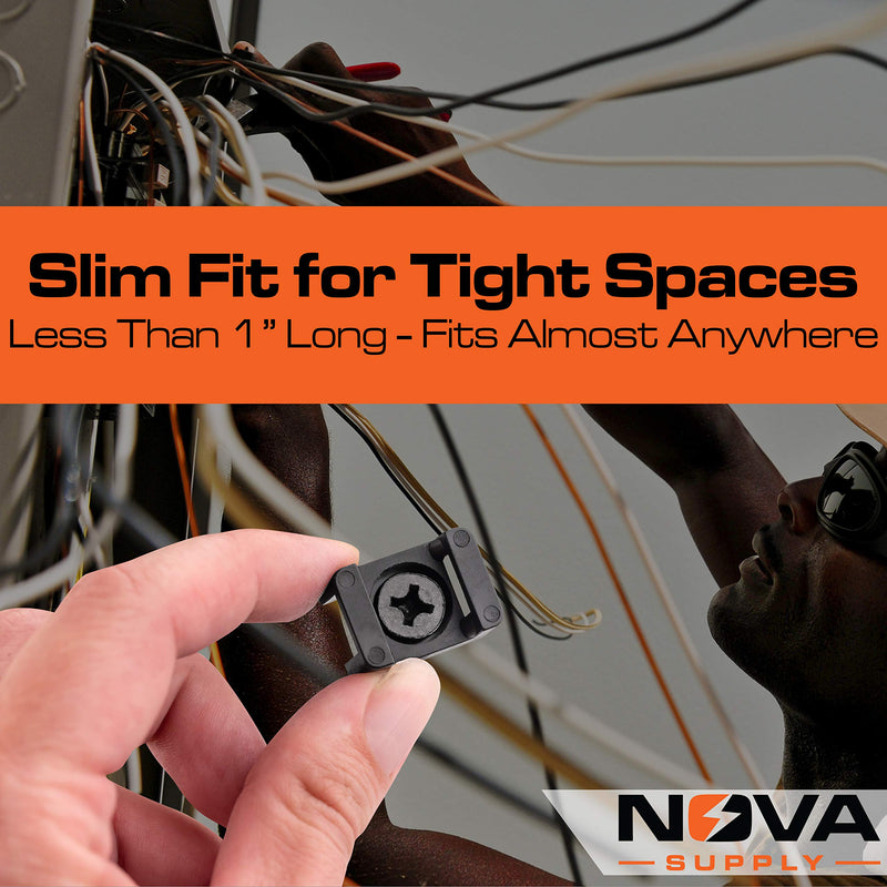  [AUSTRALIA] - Pro-Grade, Slim, 1x .6 Cable Tie Mounts With Screws 100 Pack. High Strength, Black Zip Tie Bases For Wire Management. Permanently Anchor To Wall, Desk or Baseboard. Run Cords at Your Home or Office
