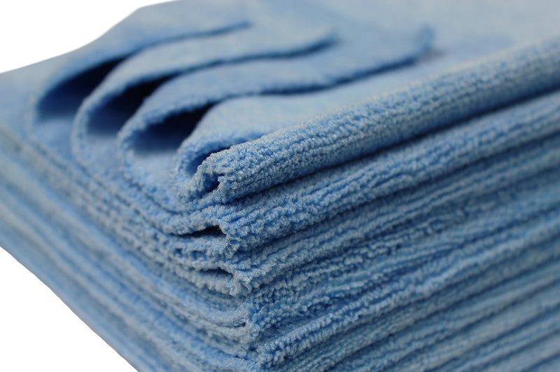  [AUSTRALIA] - Detailer's Preference Eurow Ultrasonic Cut Maximum Absorption Premium Cleaning Towels Blue 350gsm 16 x 16 Inches 12 Pack Light Blue