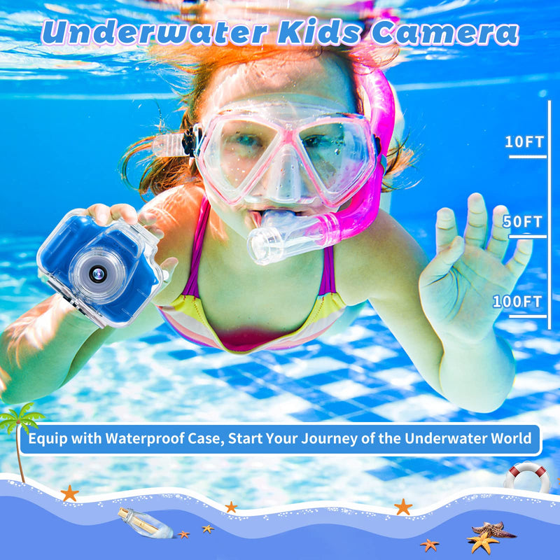  [AUSTRALIA] - Kids Camera Waterproof Underwater Camera for 3-12 Year Old Boys Girls 2 Inch IPS Screen 1080P HD Digital Kids Video Camera Indoor Outdoor Action Cameras Best Christmas Birthday Gifts Dark Blue