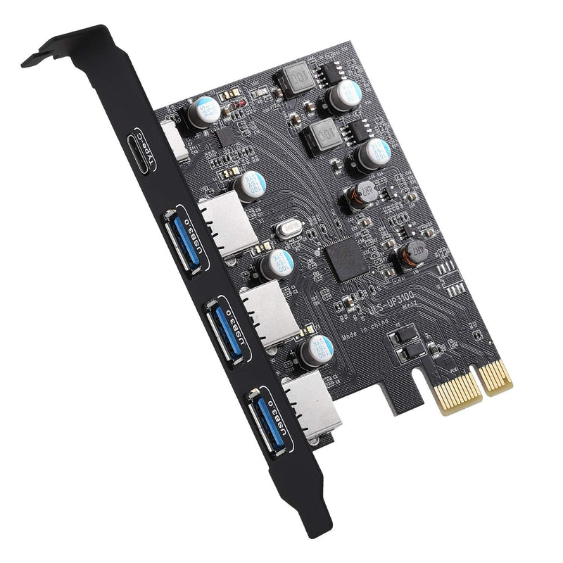  [AUSTRALIA] - YEELIYA PCIe USB 3.0 Card 5Gbps Super Speed with Type C (1)& Type A(3) PCI Express x1 Internal USB Port Cards for Window 7/8/10 and MAC OS 10.8.2 Above 3*USB A-1*USB C