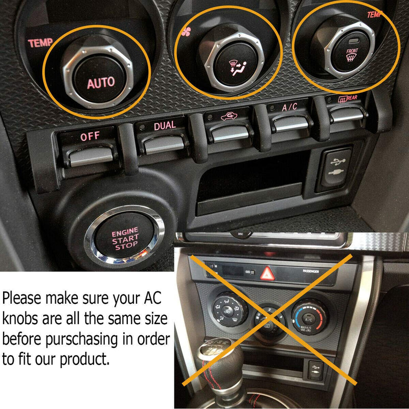  [AUSTRALIA] - 3x AC Knob Control Volume Blue Cover Rings Trim for Subaru BRZ GT86 FT86 FR-S
